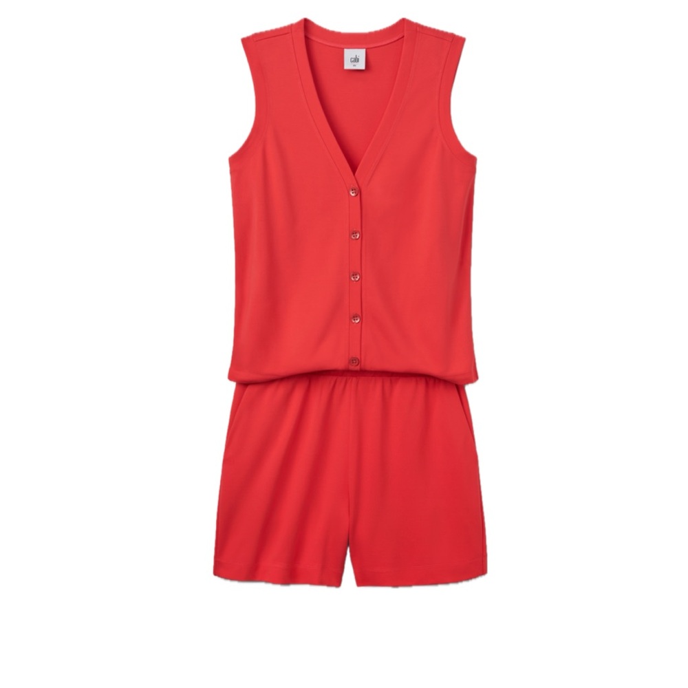 CAbi Spring 2025 Sleeveless Hibiscus Red Romper / Jumper Style #6809